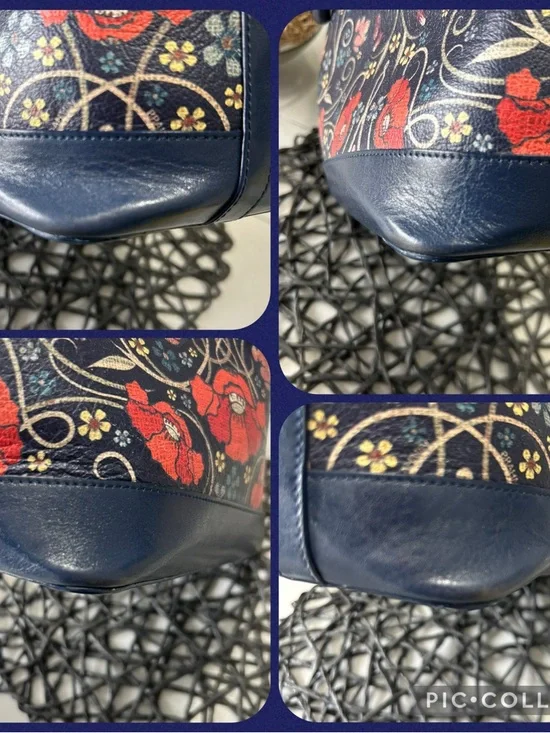 Brahmin Large Duxbury Navy Baronia Floral Satchel & Matching Suri Wallet - Picture 11 of 16